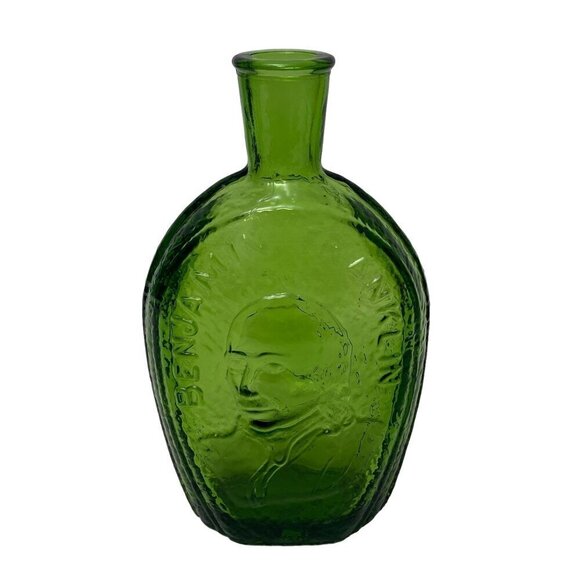 Vintage Wheaton Glass Bottle Green 8.5" High Retro Colonial Style Ben Franklin - Picture 1 of 8